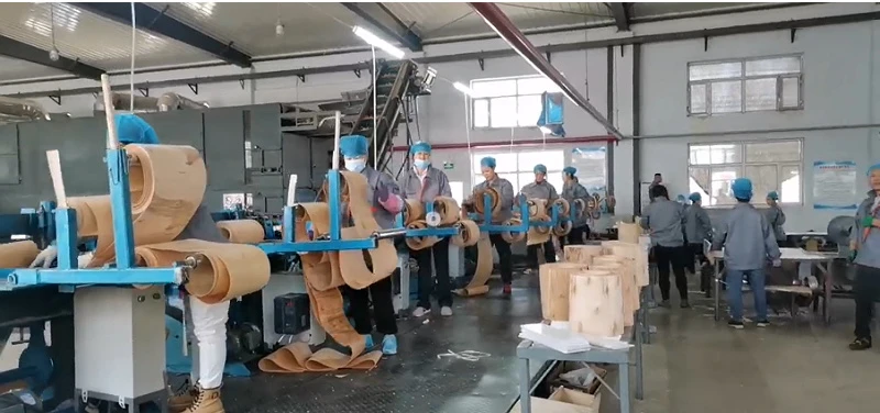 Rotary cutting machine producing birch wood veneer sheets Rotary cutting machine producing birch wood veneer sheets